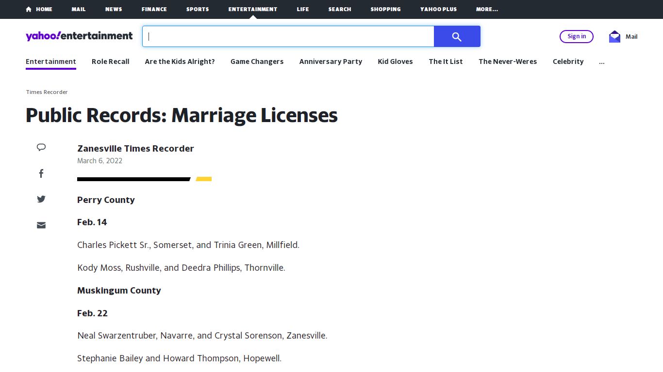 Public Records: Marriage Licenses - yahoo.com